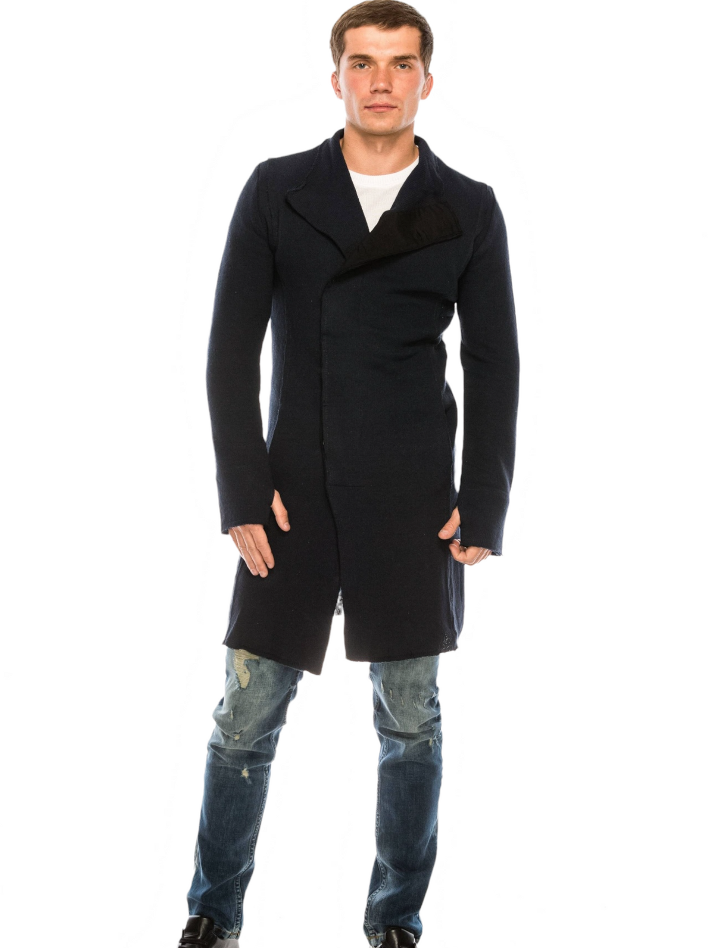 ASYMMETRIC REBEL CARDIGAN- NAVY