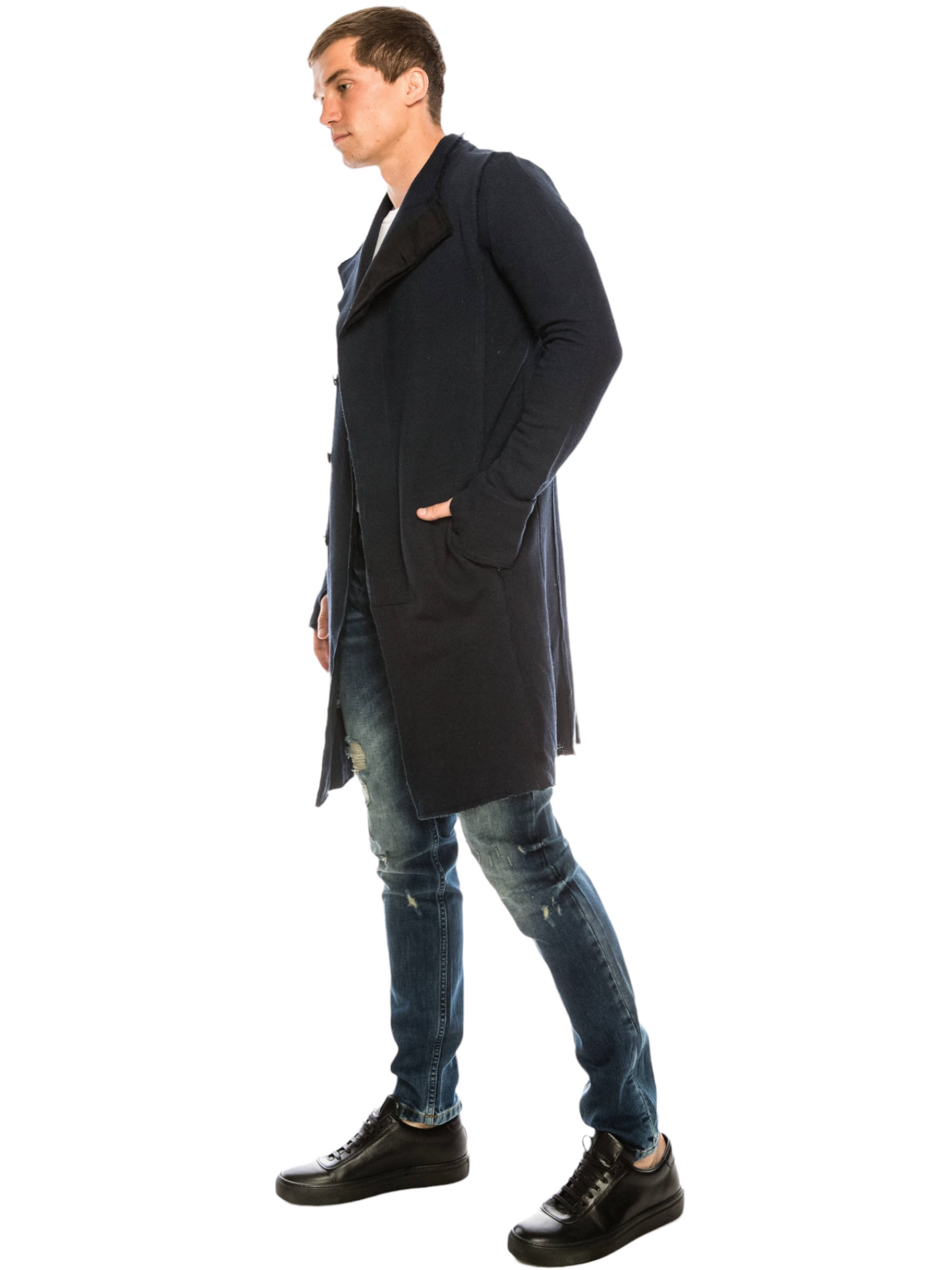 ASYMMETRIC REBEL CARDIGAN- NAVY