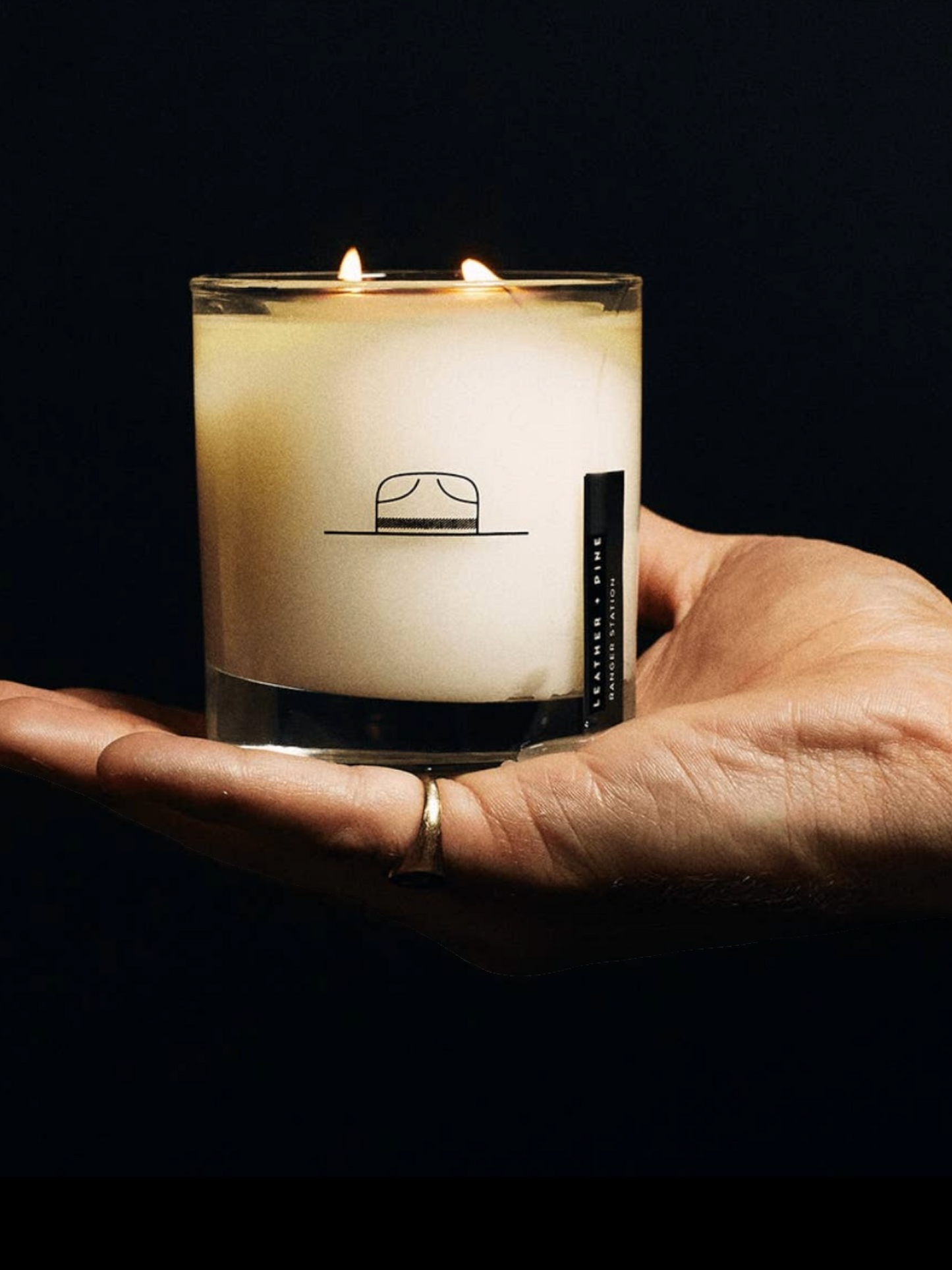 LEATHER + PINE CANDLE 11OZ Rocks Glass