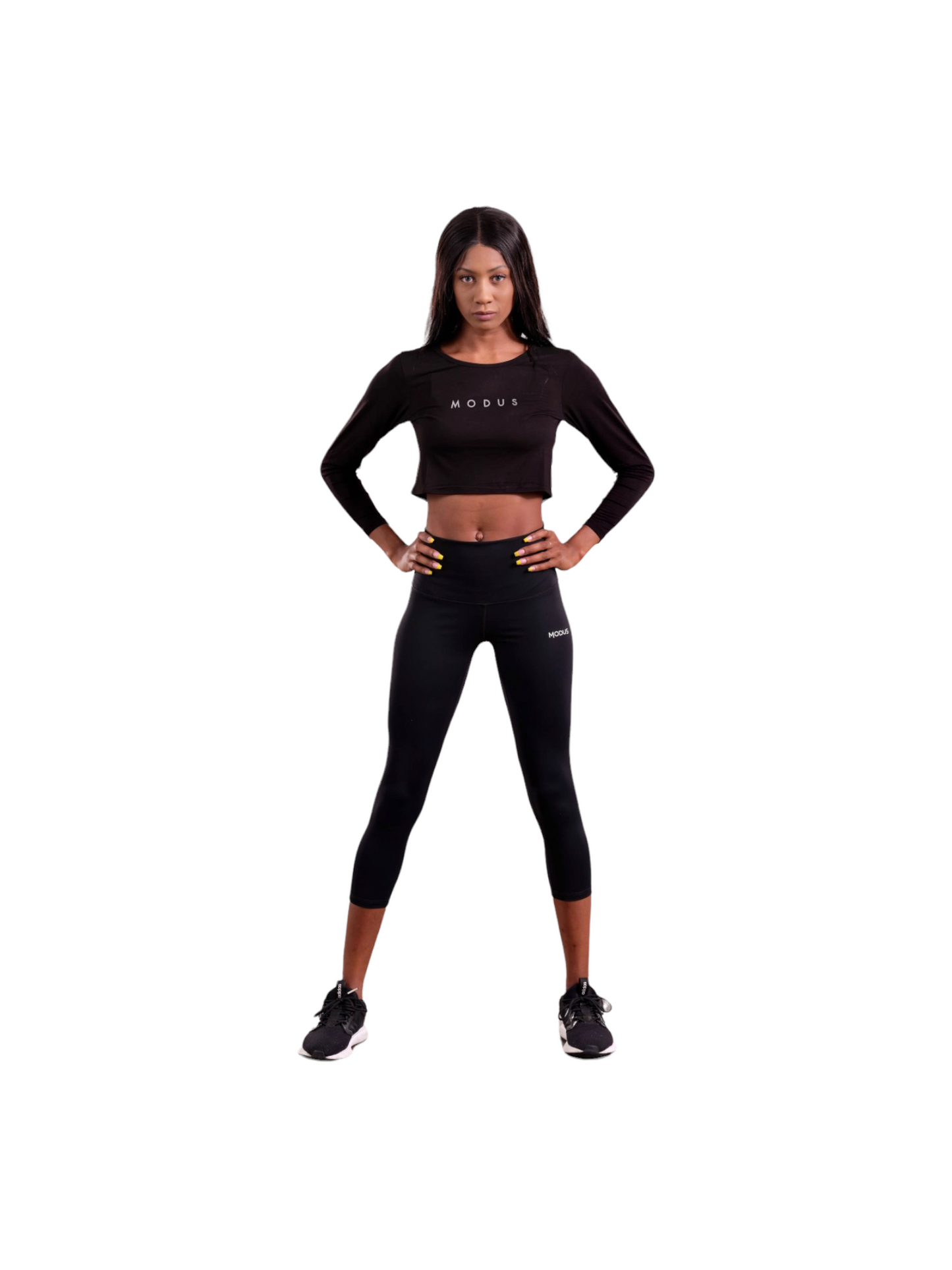 MODUS ECLIPE LONG SLEEVE BLACK CROPPED SHIRT