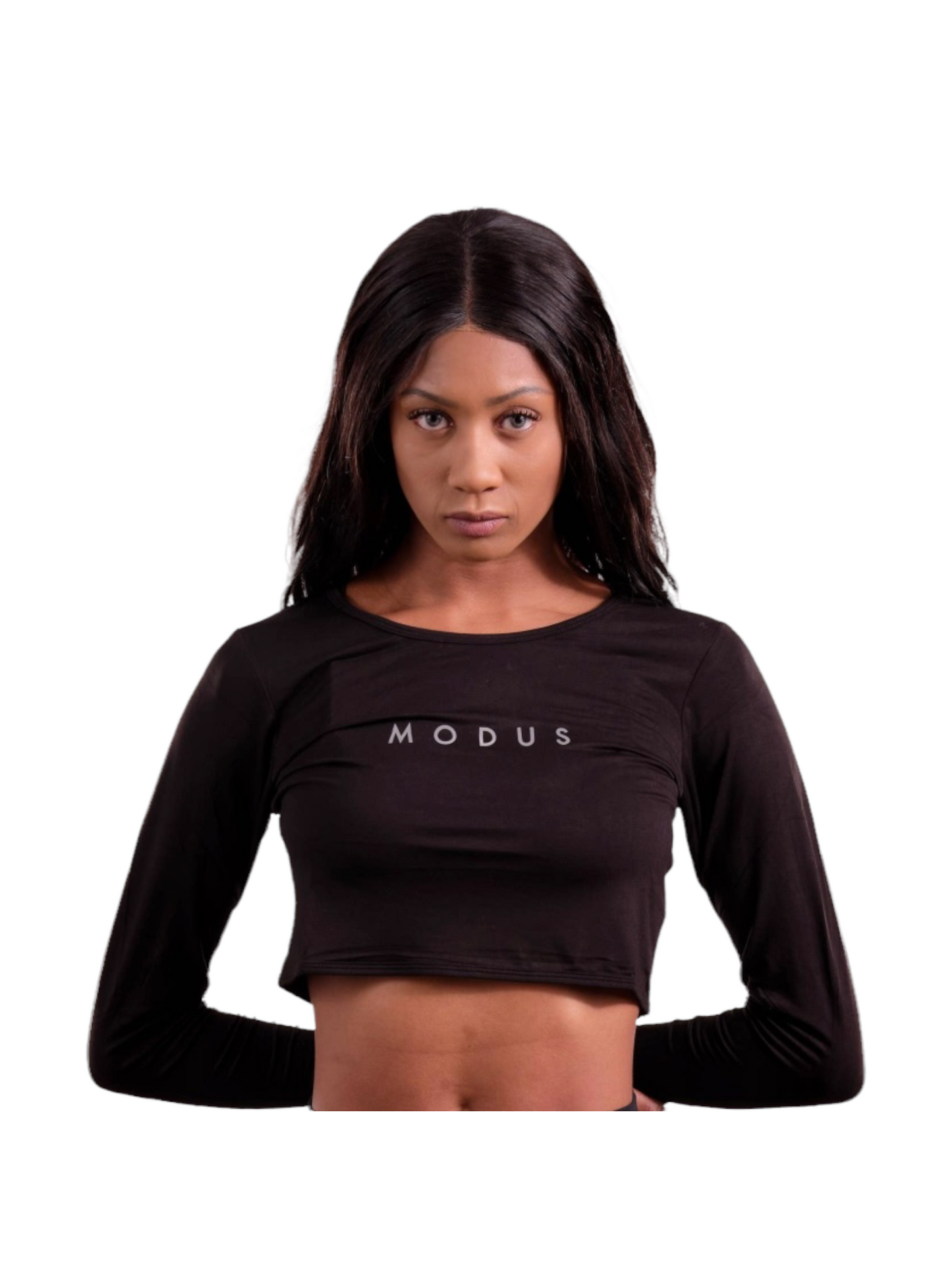 MODUS ECLIPE LONG SLEEVE BLACK CROPPED SHIRT