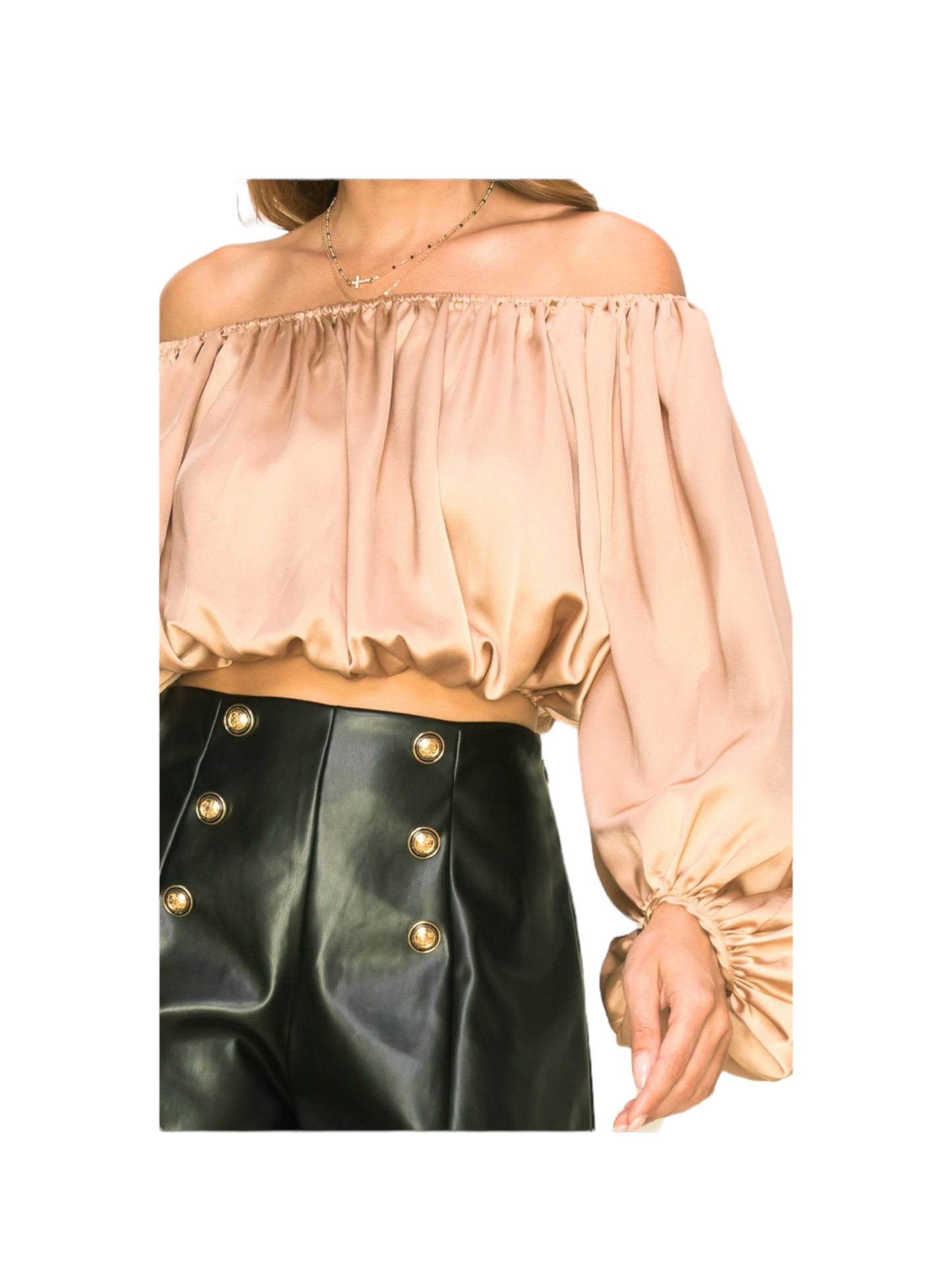 SWEPT AWAY OFF SHOULDER LONG SLEEVE TOP