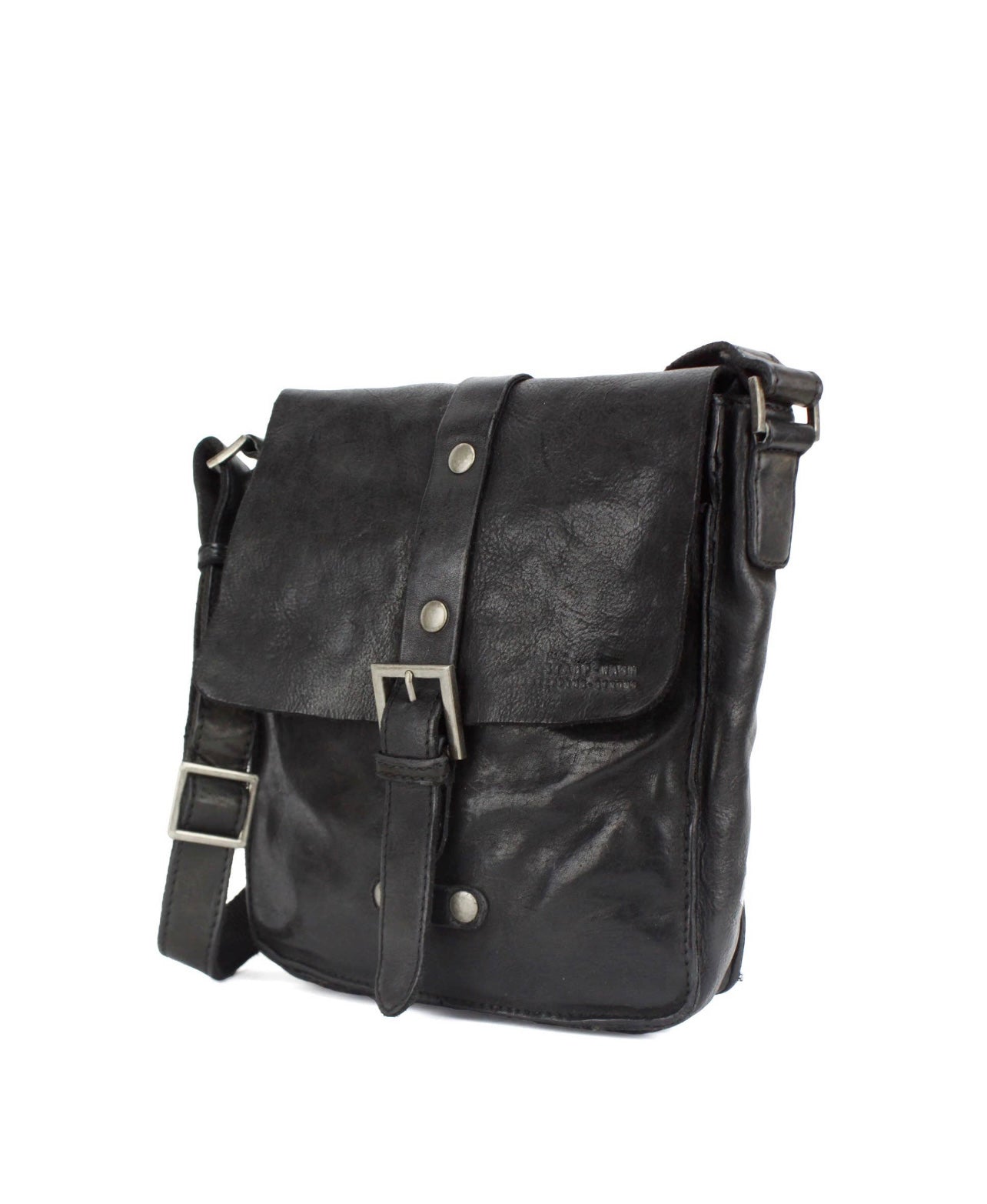 MEN'S EUROPEAN SHOULDER BAG IN BLACK LEATHER