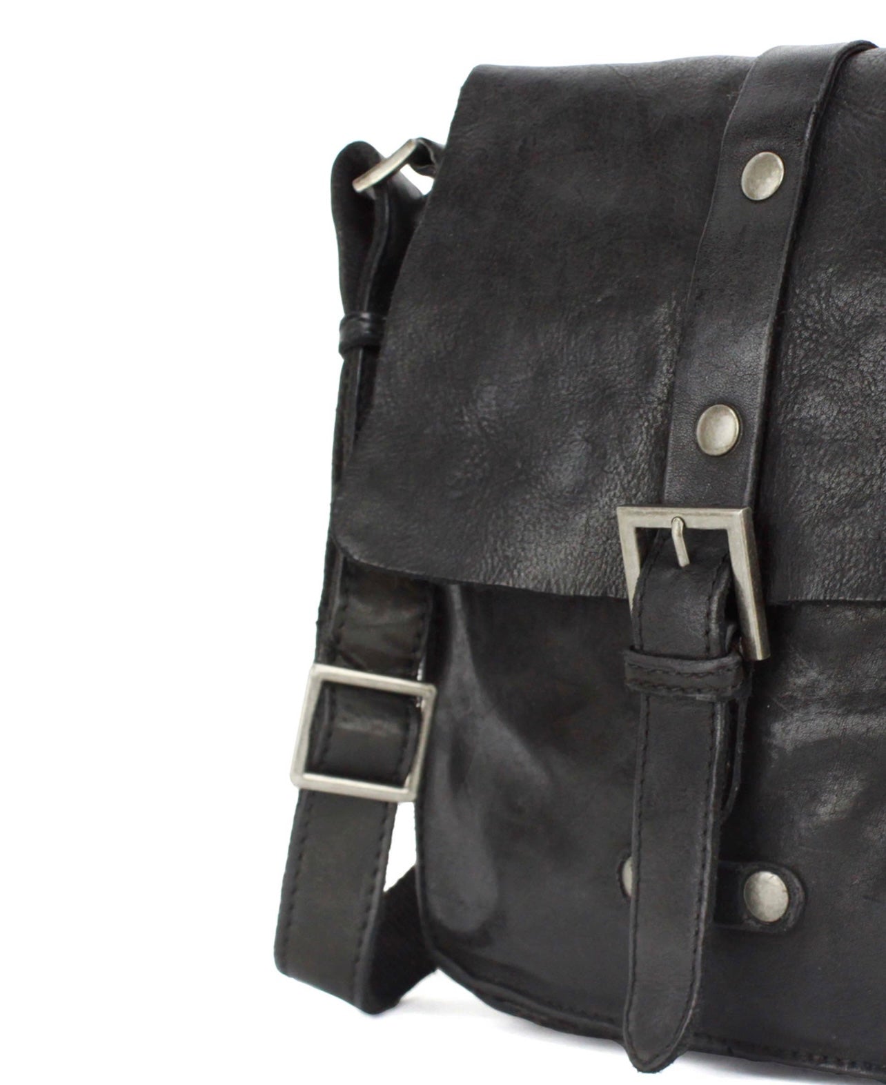 MEN'S EUROPEAN SHOULDER BAG IN BLACK LEATHER