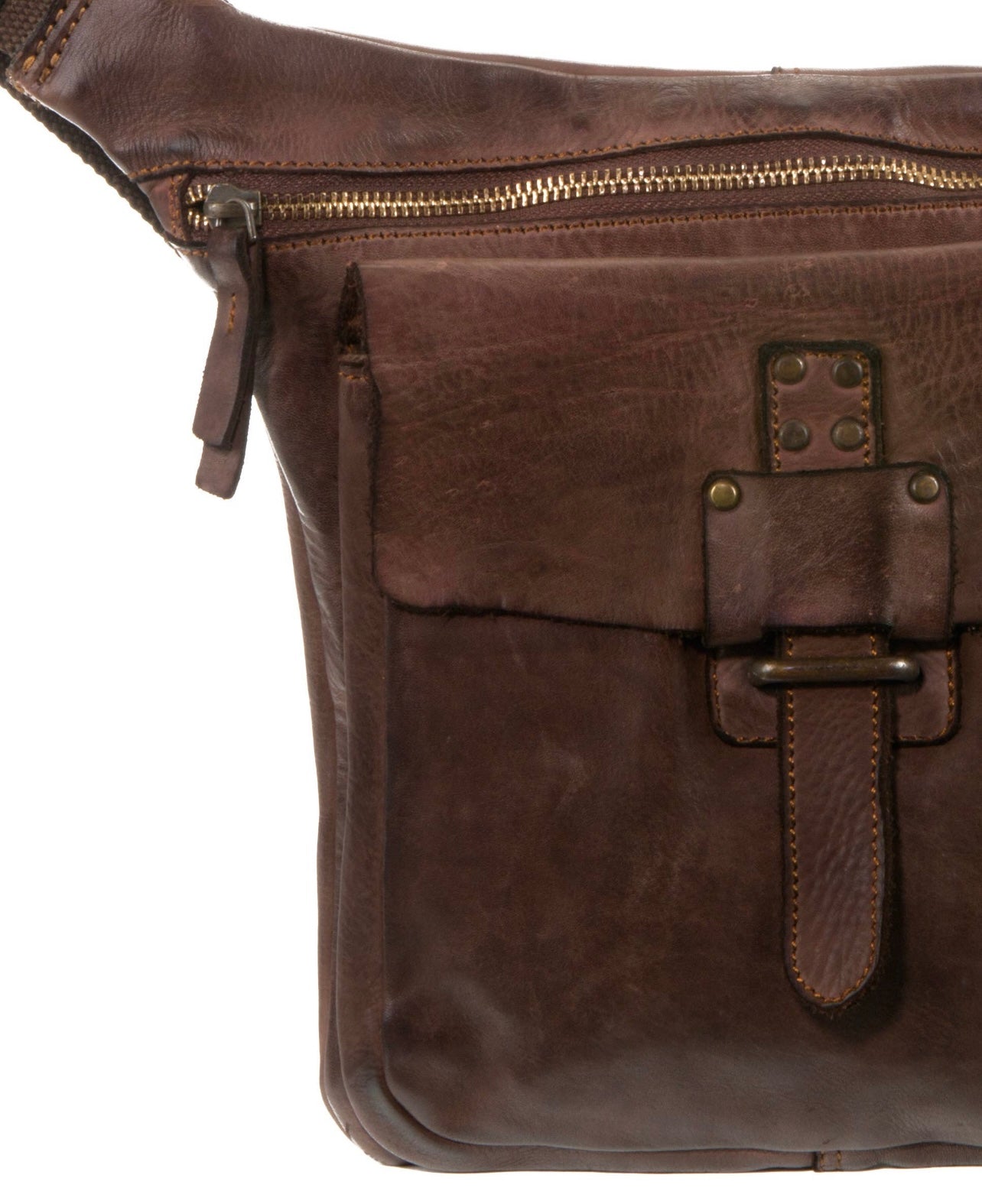MEN'S EUROPEAN SHOULDER BAG IN BROWN LEATHER