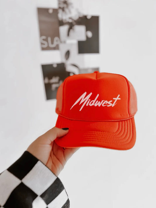 MIDWEST RETRO ORANGE VINTAGE INSPIRED TRUCKER HAT
