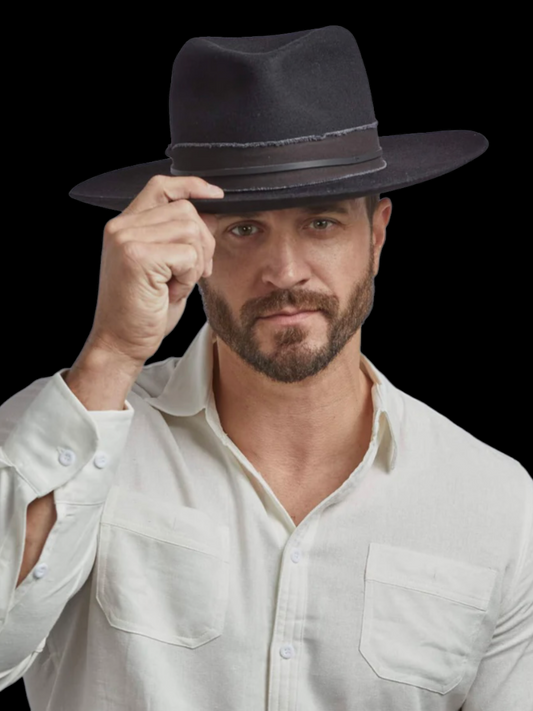 JAWA WILDE BRIM BLACK FELT FEDORA