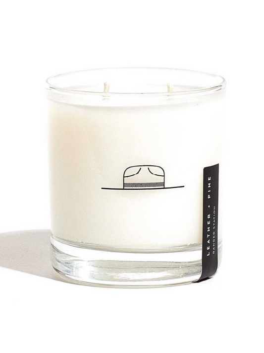 LEATHER + PINE CANDLE 11OZ Rocks Glass