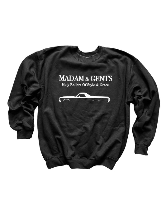 MADAM & GENTS EL CAMINO BLACK CREWNECK SWEATSHIRT
