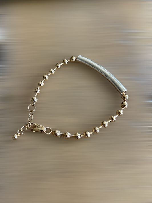GOLD BEADED CHAIN BRACELET WITH SLIDER