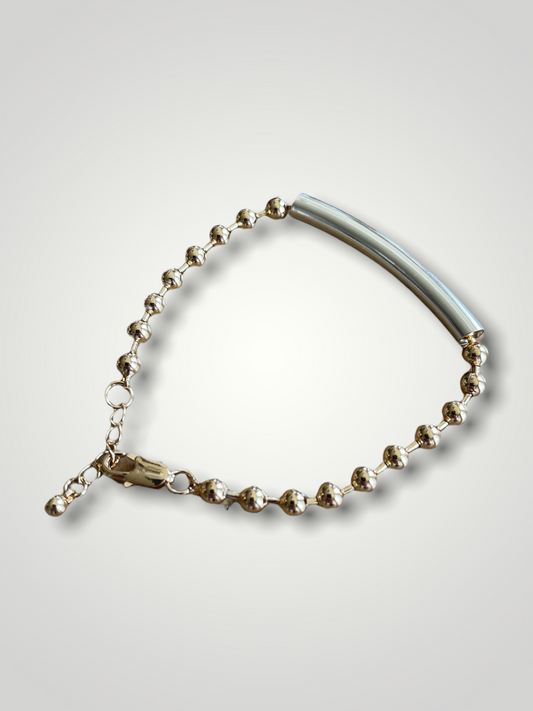 GOLD BEADED CHAIN BRACELET WITH SLIDER