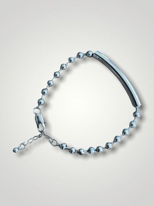 SILVER BEADED CHAIN BRACELET WITH SLIDER