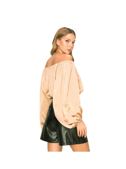SWEPT AWAY OFF SHOULDER LONG SLEEVE TOP