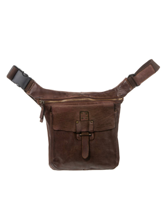 MEN'S EUROPEAN SHOULDER BAG IN BROWN LEATHER