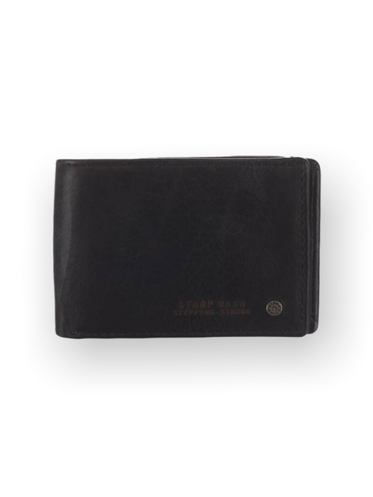 STAMP MEN'S WALLET IN BLACK LEATHER