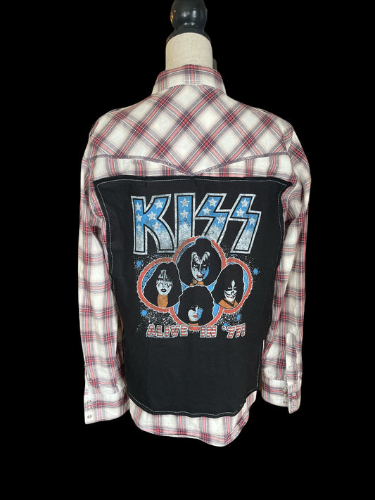 KISS ALIVE IN 1977 SNAP SHIRT