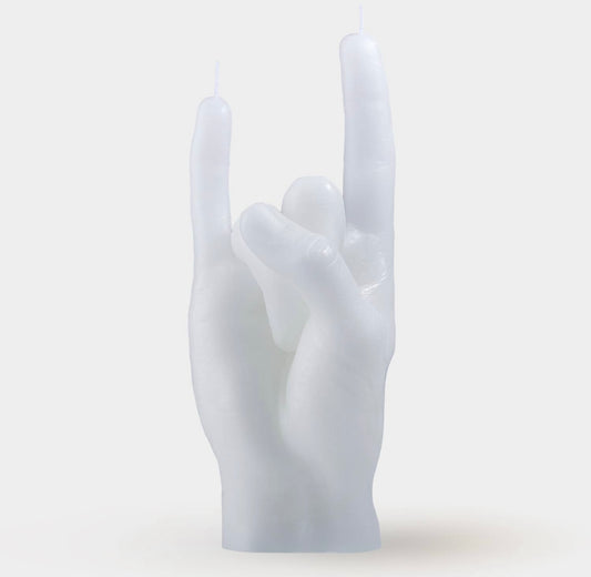 HAND GESTURE CANDLE YOU ROCK IN WHITE